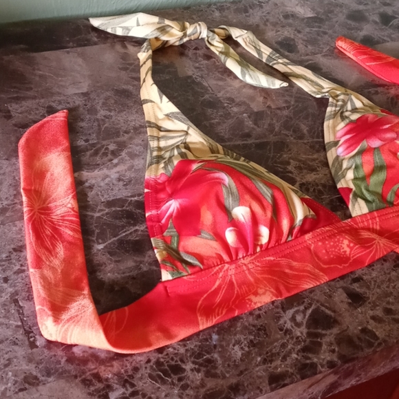 Aqua Couture Orange Tropical Pattern Bikini Top Women’s Size Large - Picture 5 of 7